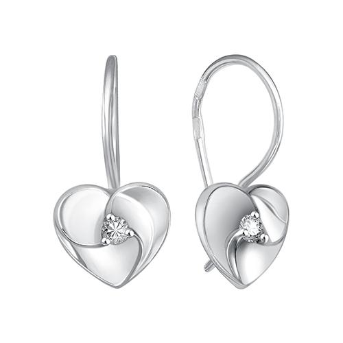 Серьги детские BIRYUZA,  серебро 925 проба, вставка цирконий