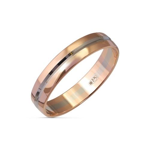 Кольцо обручальное, комбинированное золото 585 проба