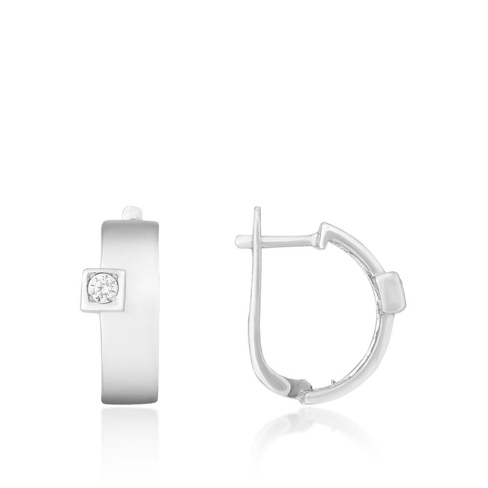 Серьги с английским замком,  серебро 925 проба, вставка фианит (прочее, Украина)