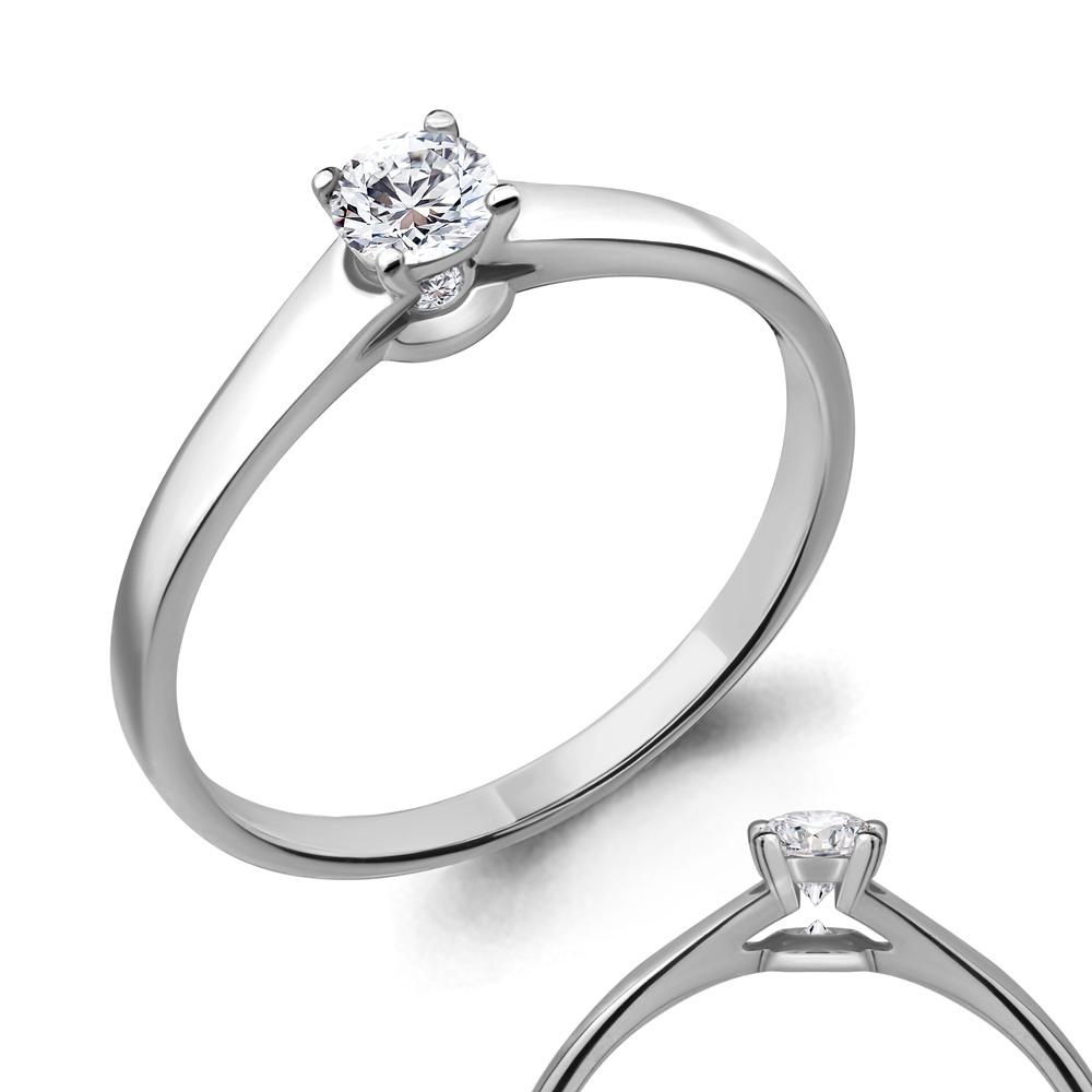 Кольцо помолвочное Aquamarine, белое золото 585 проба, вставка бриллиант (Aquamarine, Россия)