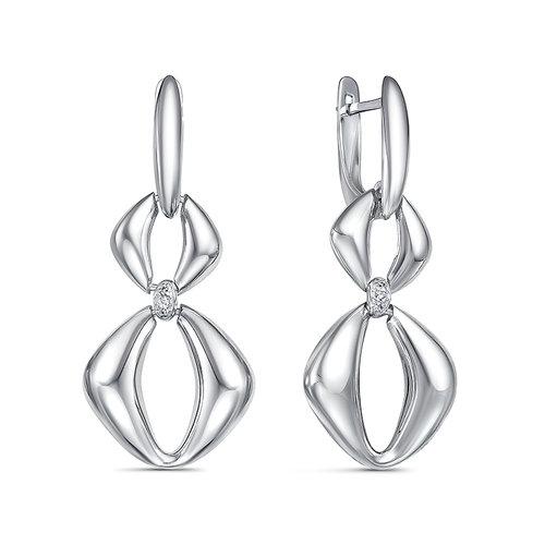 Серьги длинные DELTA,  серебро 925 проба, вставка фианит (DELTA, Россия)