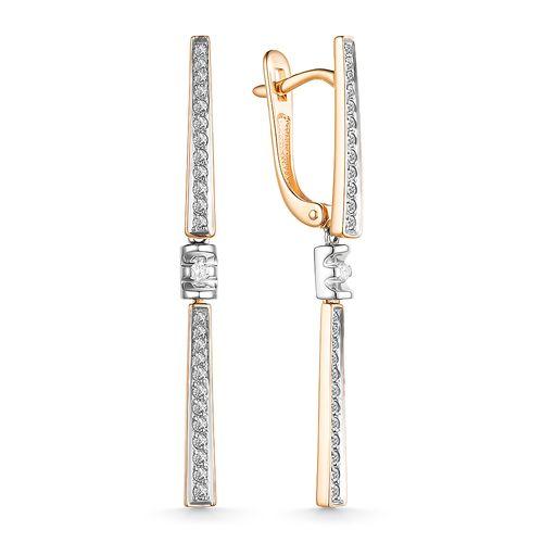 Серьги длинные Bellissima, красное золото 585 проба, вставка бриллиант (Bellissima, Россия)