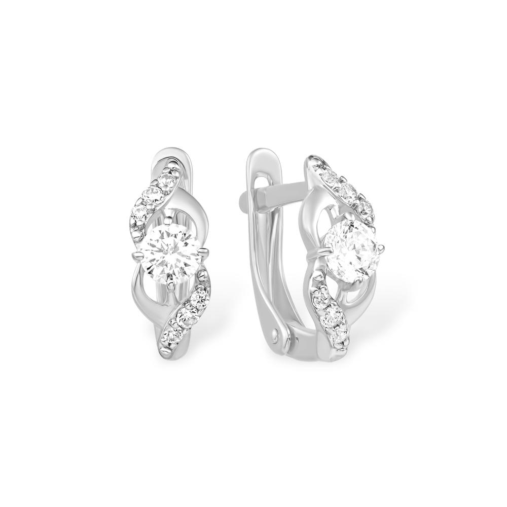 Серьги с английским замком 7 Карат, белое серебро 925 проба, вставка фианит (7 Карат, Беларусь)