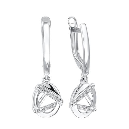 Серьги длинные BIRYUZA,  серебро 925 проба, вставка цирконий (BIRYUZA, Россия)