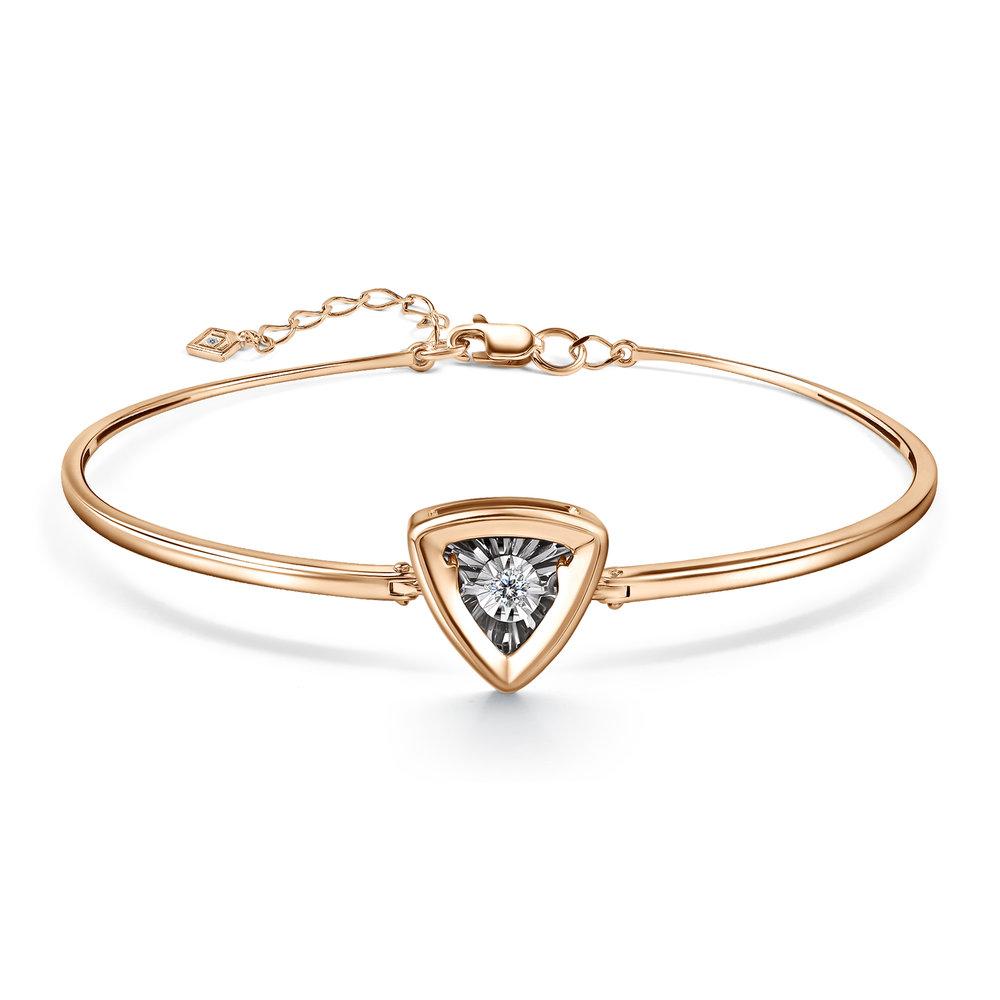 Браслет жесткий Grigoriev, красное золото 585 проба, вставка бриллиант