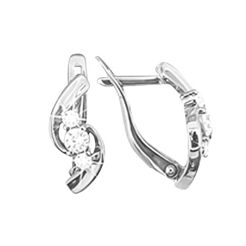 Серьги с английским замком Aquamarine,  серебро 925 проба, вставка фианит (Aquamarine, Россия)