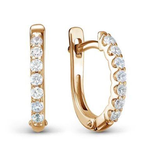 Серьги с английским замком RoseGrace, красное золото 585 проба, вставка бриллиант (RoseGrace, Россия)