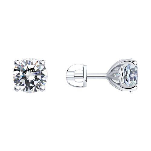 Серьги пусеты Sokolov и Diamant,  серебро 925 проба, вставка фианит (Sokolov и Diamant, Россия)