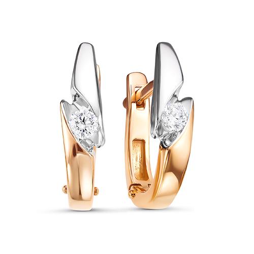 Серьги с английским замком Diamond Union, красное золото 585 проба, вставка бриллиант (Diamond Union, Россия)