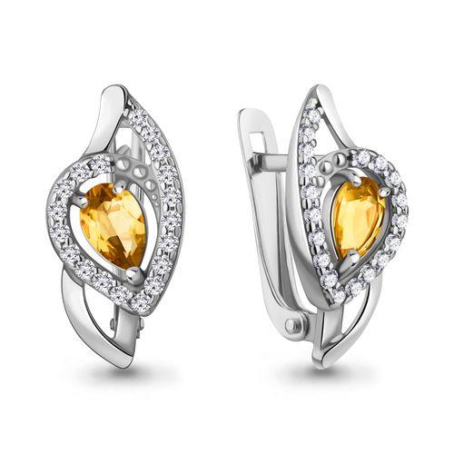 Серьги с английским замком Aquamarine,  серебро 925 проба, вставка фианит (Aquamarine, Россия)