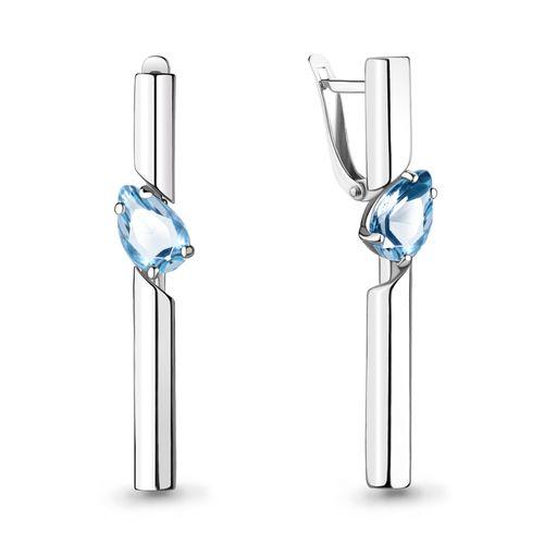 Серьги длинные Aquamarine,  серебро 925 проба, вставка топаз