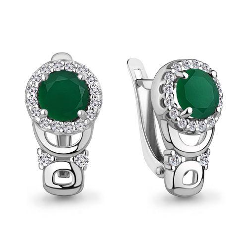 Серьги с английским замком Aquamarine,  серебро 925 проба, вставка фианит (Aquamarine, Россия)