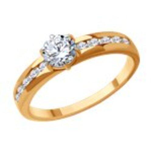 Кольцо помолвочное SOKOLOV, красное золото 585 проба, вставка фианит (SOKOLOV, Россия)