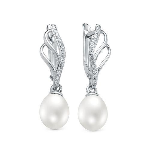Серьги длинные Zlato,  серебро 925 проба, вставка жемчуг (Zlato, Россия)