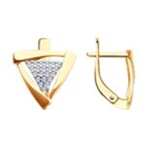 Серьги с английским замком SOKOLOV, красное золото 585 проба, вставка фианит