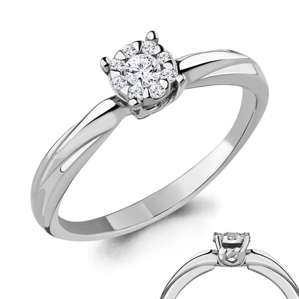 Кольцо помолвочное Aquamarine, белое золото 585 проба, вставка бриллиант (Aquamarine, Россия)