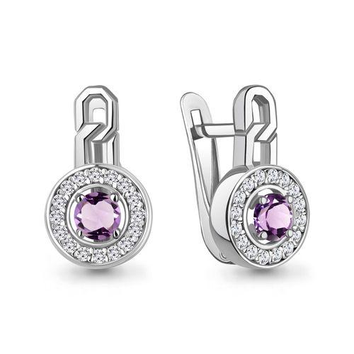 Серьги с английским замком Aquamarine,  серебро 925 проба, вставка фианит (Aquamarine, Россия)