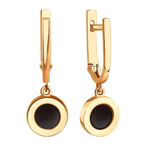 Серьги длинные Karatov, красное золото 585 проба, вставка оникс (Karatov, Россия)