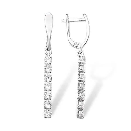 Серьги длинные Efremov,  серебро 925 проба, вставка фианит (Efremov, Россия)