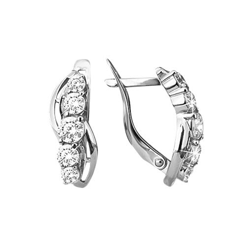 Серьги с английским замком Aquamarine,  серебро 925 проба, вставка фианит (Aquamarine, Россия)
