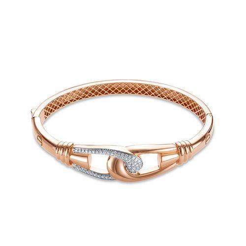 Браслет жесткий Berger, красное золото 585 проба, вставка фианит