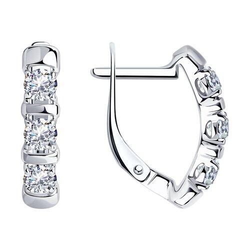 Серьги с английским замком Diamant,  серебро 925 проба, вставка фианит (Diamant, Россия)