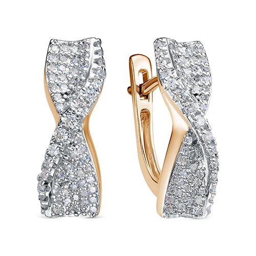 Серьги с английским замком RoseGrace, красное золото 585 проба, вставка бриллиант (RoseGrace, Россия)