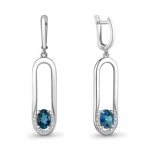 Серьги длинные Aquamarine,  серебро 925 проба, вставка фианит (Aquamarine, Россия)