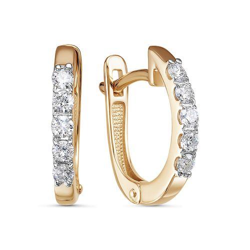 Серьги с английским замком 7 Карат, красное золото 585 проба, вставка бриллиант (7 Карат, Беларусь)