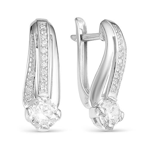 Серьги с английским замком Zlato,  серебро 925 проба, вставка фианит (Zlato, Россия)