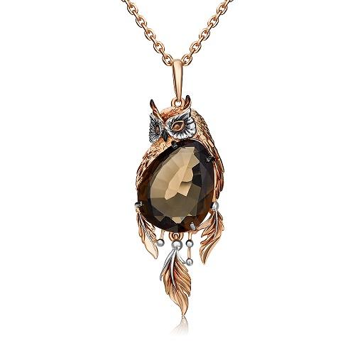 Подвеска декоративная Platina Jewellery, красное золото 585 проба, вставка кварц