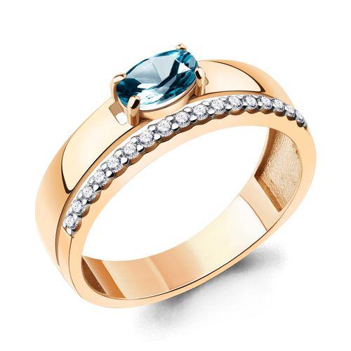 Кольцо декоративное Aquamarine, красное золото 585 проба, вставка фианит (Aquamarine, Россия)