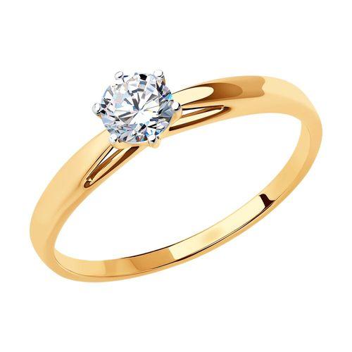 Кольцо помолвочное Sokolov и Diamant, красное золото 585 проба, вставка фианит (Sokolov и Diamant, Россия)
