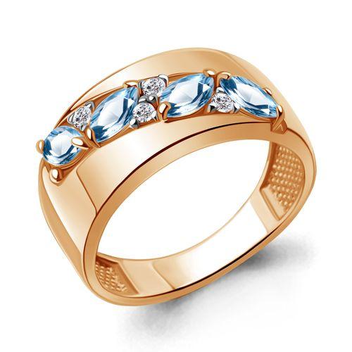 Кольцо декоративное Aquamarine, красное золото 585 проба, вставка фианит (Aquamarine, Россия)