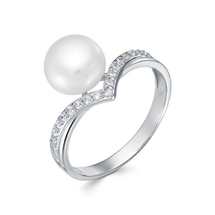 Кольцо декоративное Zlato,  серебро 925 проба, вставка фианит/жемчуг (Zlato, Россия)