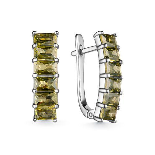 Серьги с английским замком,  серебро 925 проба, вставка фианит (Россия)