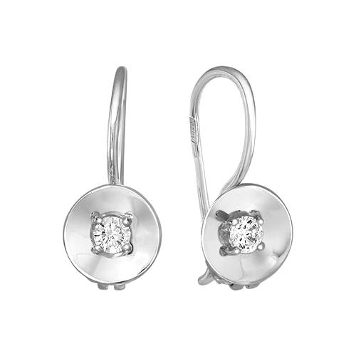Серьги детские BIRYUZA,  серебро 925 проба, вставка цирконий (BIRYUZA, Россия)
