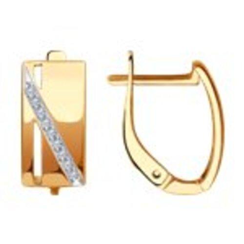 Серьги с английским замком SOKOLOV, красное золото 585 проба, вставка фианит (SOKOLOV, Россия)