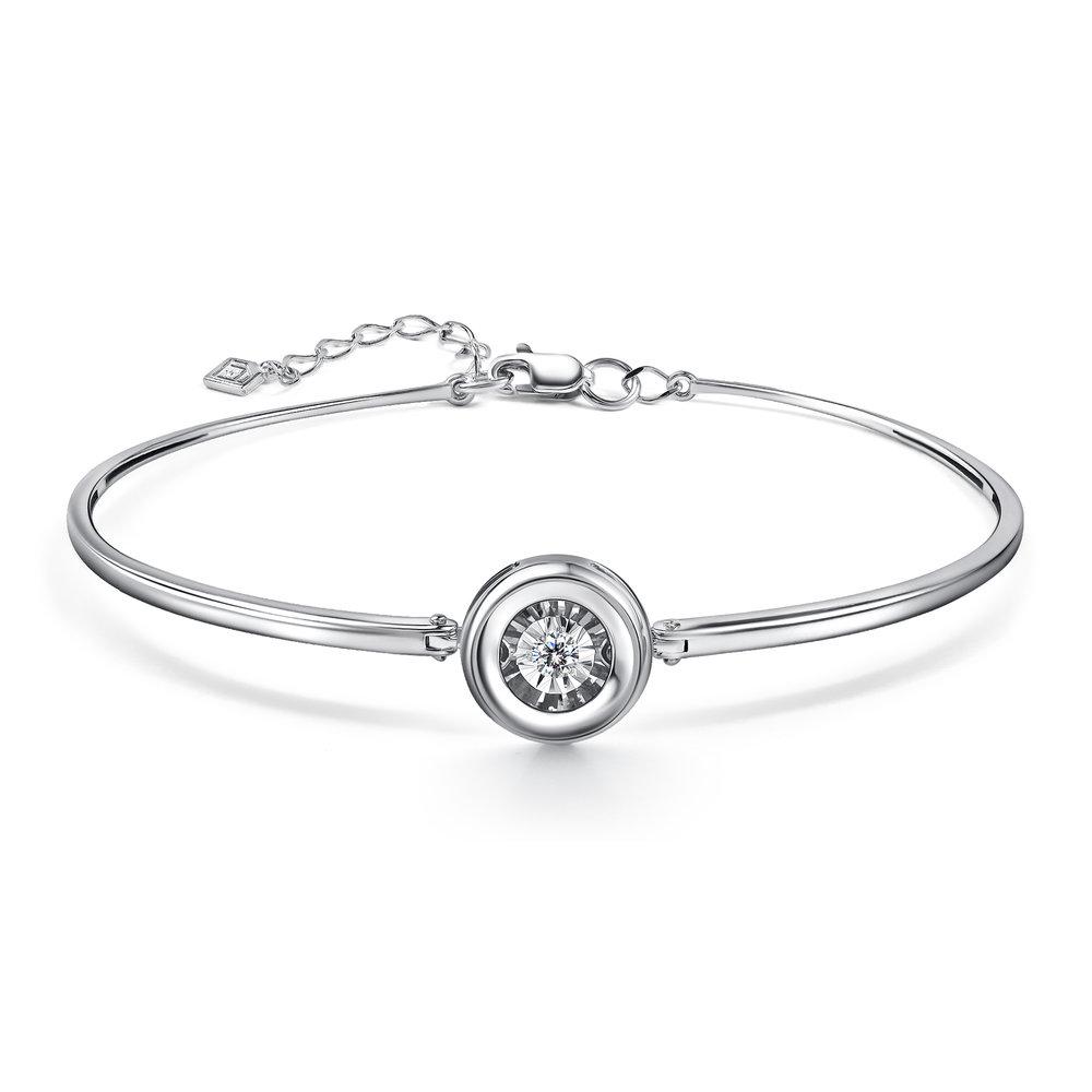 Браслет жесткий Grigoriev, белое золото 585 проба, вставка бриллиант