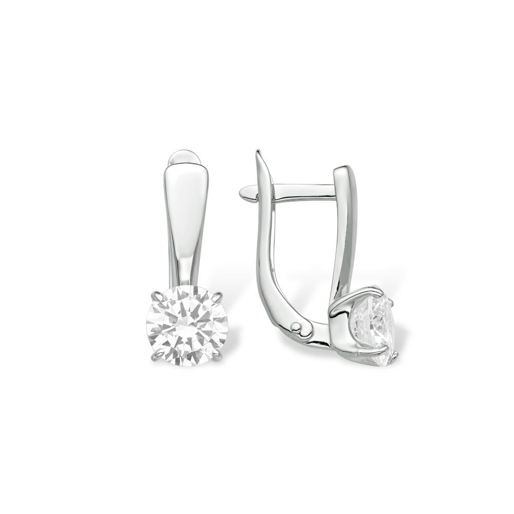 Серьги с английским замком 7 Карат, белое серебро 925 проба, вставка фианит (7 Карат, Беларусь)