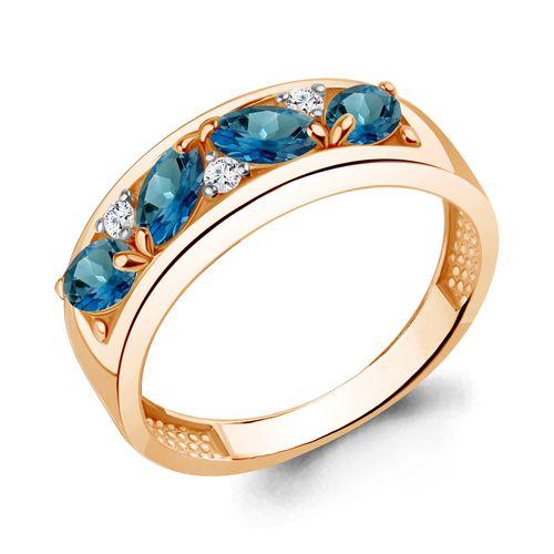 Кольцо декоративное Aquamarine, красное золото 585 проба, вставка фианит (Aquamarine, Россия)