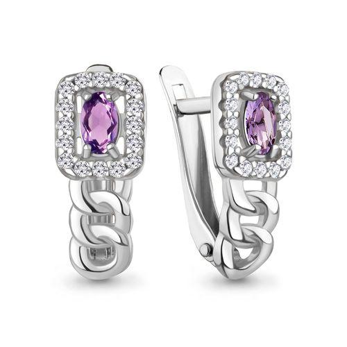 Серьги с английским замком Aquamarine,  серебро 925 проба, вставка фианит (Aquamarine, Россия)