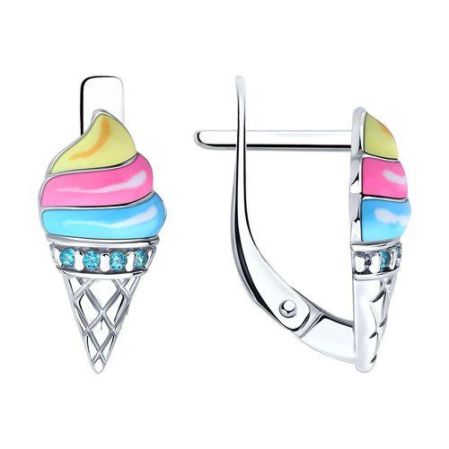 Серьги детские,  серебро 925 проба, вставка эмаль