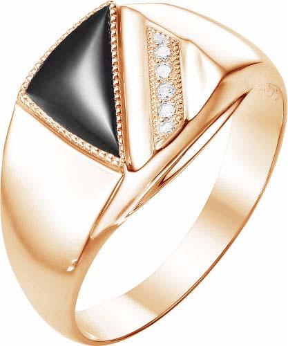 Кольцо печатка СТАТУС, красное золото 585 проба, вставка фианит