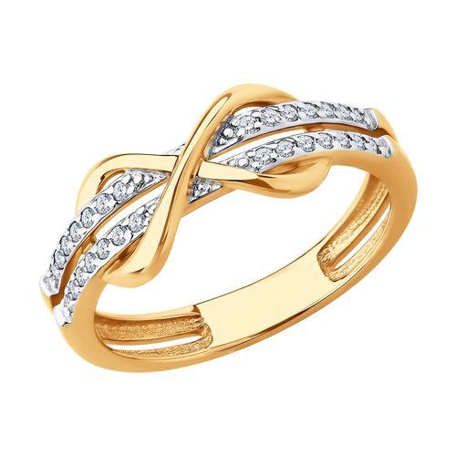 Кольцо декоративное Sokolov и Diamant, красное золото 585 проба, вставка фианит