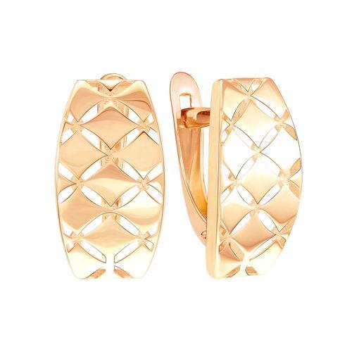 Серьги с английским замком ZOLOTYE UZORY, красное золото 585 проба