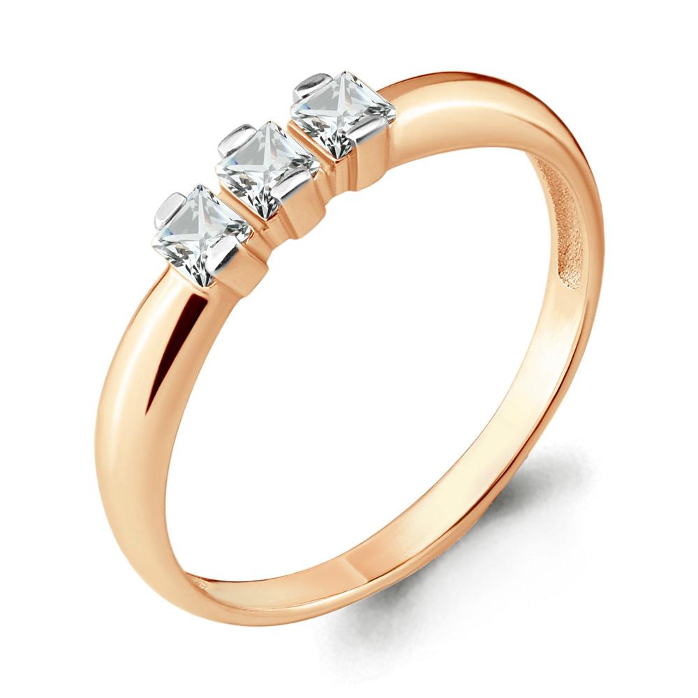 Кольцо помолвочное Aquamarine, красное золото 585 проба, вставка фианит (Aquamarine, Россия)