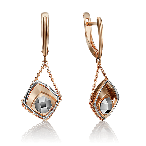 Серьги длинные Platina Jewelry, комбинированное золото 585 проба