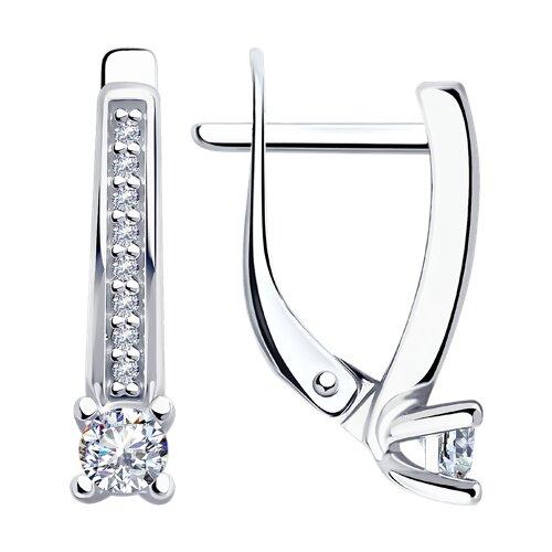 Серьги с английским замком Diamant,  серебро 925 проба, вставка фианит (Diamant, Россия)
