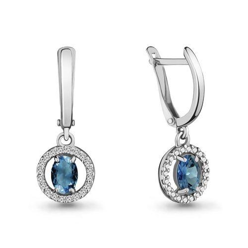 Серьги длинные Aquamarine,  серебро 925 проба, вставка фианит